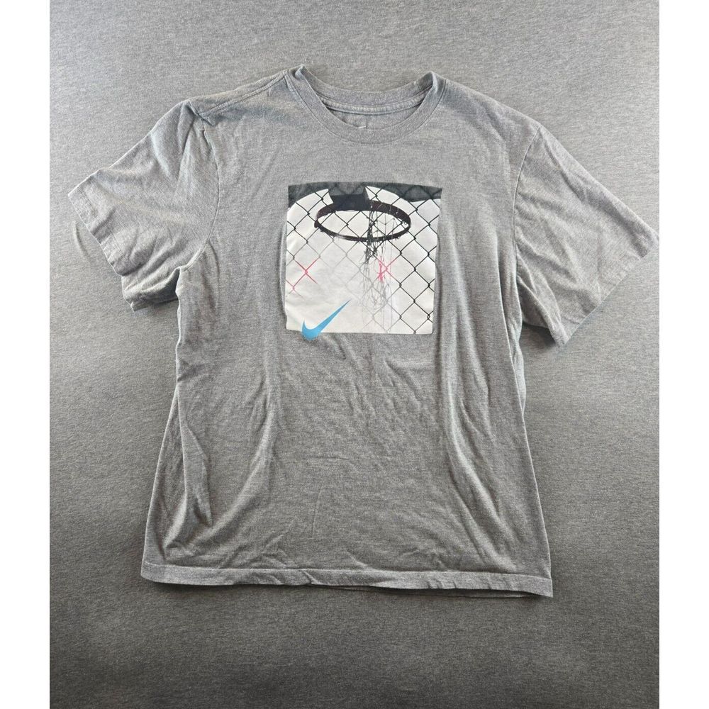 Nike Mens Center Swoosh Graphic Hooper Logo Gray Size XL Tee T‎ Shirt